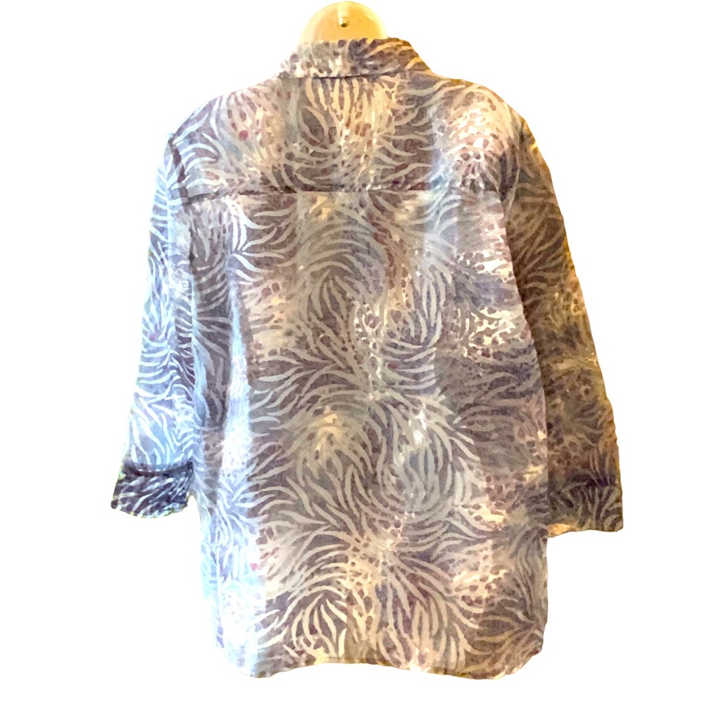 Erin London Top, Blouse or Jacket Gray White and Burgundy Button Down Size XL - Picture 2 of 7